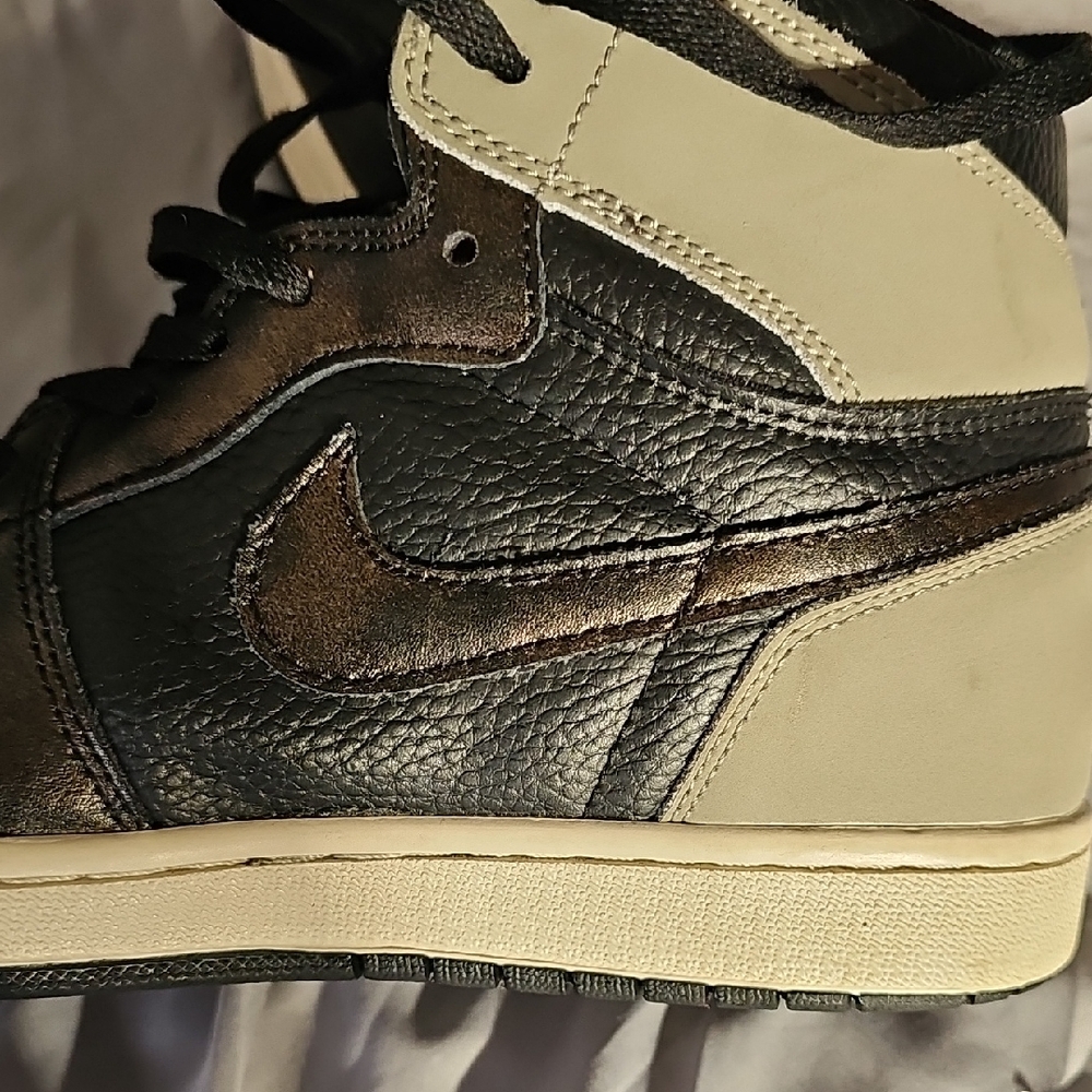 Air Jordan Nike Brown and White High-Top Sneakers